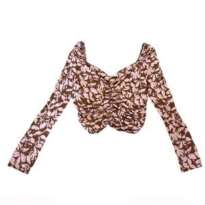 Lush Pink and Brown Floral Crop Top